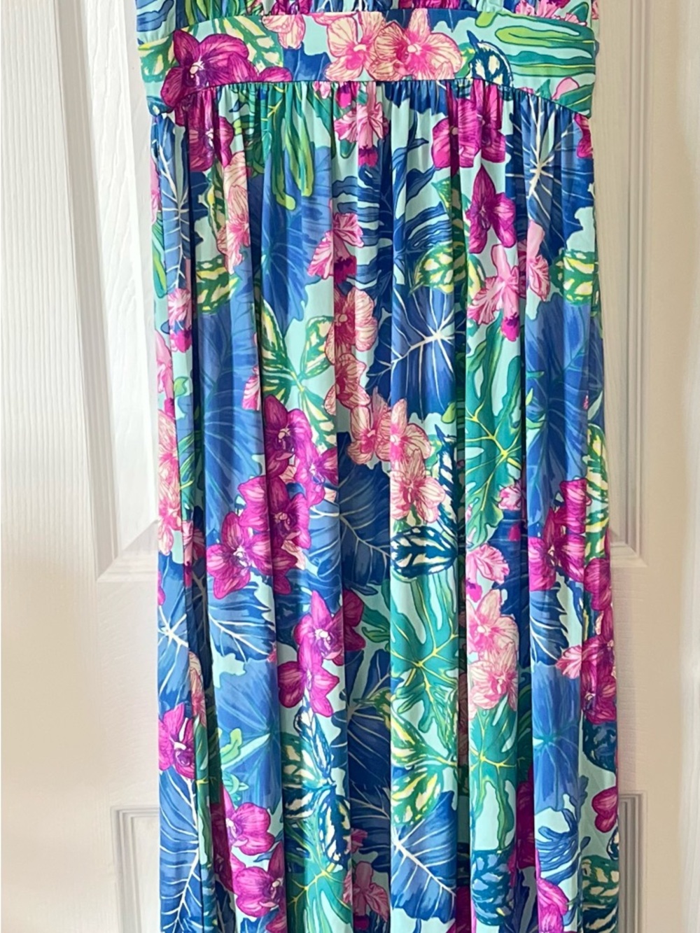 Gilli Maxi Blue Tropical Paradise Dress - Vacation Vibes! Sz M - Picture 4 of 6